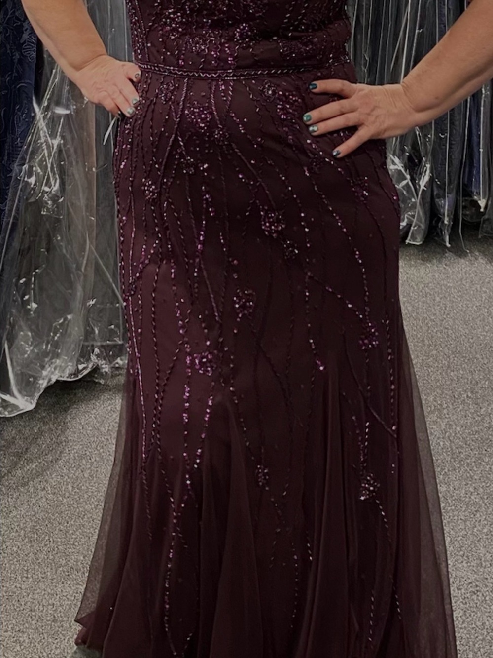 Adrianna Papell Platinum Formal Dress Size 16 in Plum Color. - Picture 9 of 10